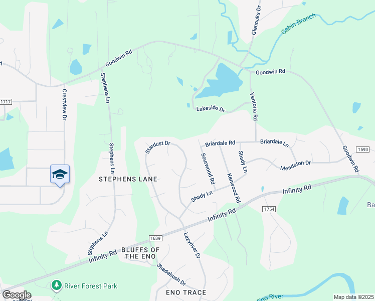 map of restaurants, bars, coffee shops, grocery stores, and more near 5511 Stardust Drive in Durham