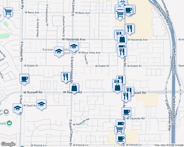 map of restaurants, bars, coffee shops, grocery stores, and more near 5554 Chicory Falls Court in Las Vegas