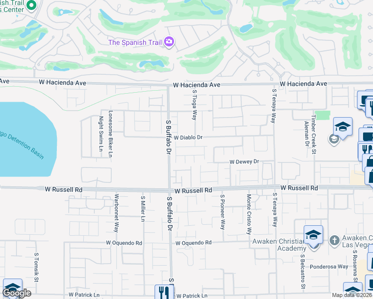 map of restaurants, bars, coffee shops, grocery stores, and more near 7749 West Diablo Drive in Las Vegas