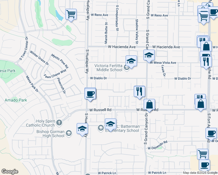 map of restaurants, bars, coffee shops, grocery stores, and more near 5525 Golden Palms Court in Las Vegas