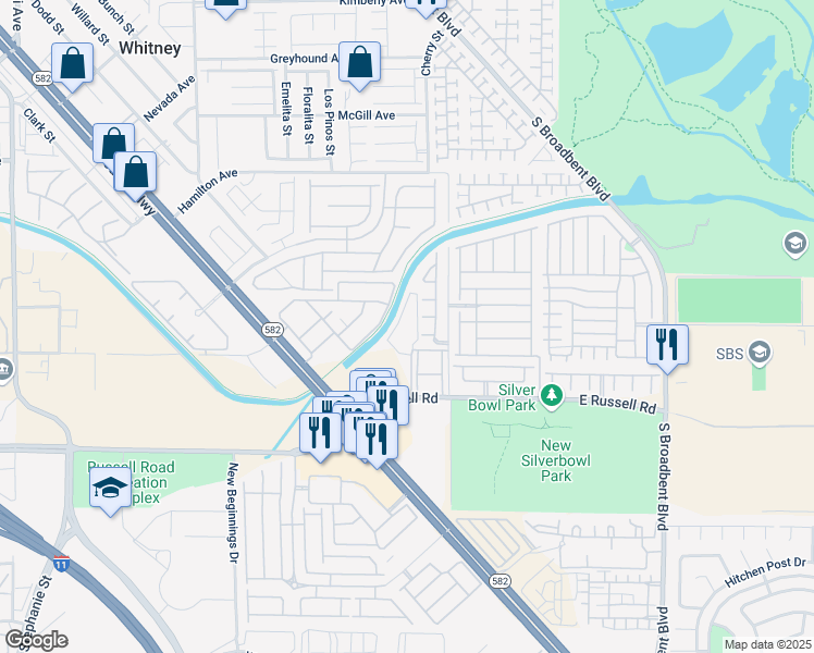 map of restaurants, bars, coffee shops, grocery stores, and more near 6563 Pine Hall Avenue in Las Vegas