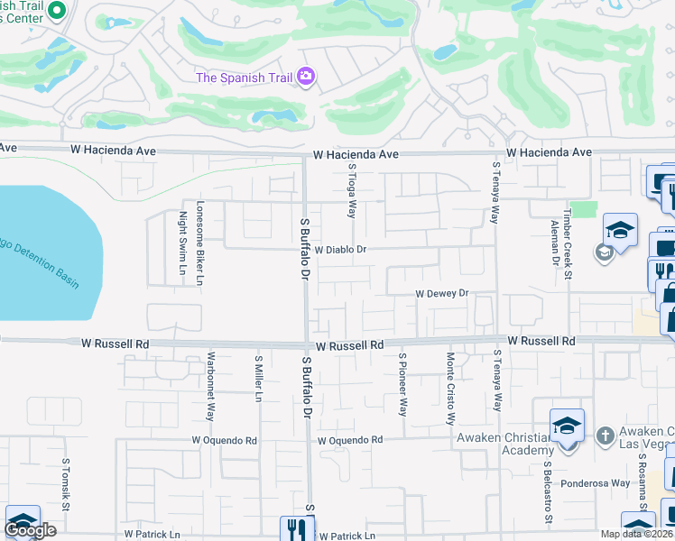 map of restaurants, bars, coffee shops, grocery stores, and more near 7749 West Diablo Drive in Las Vegas