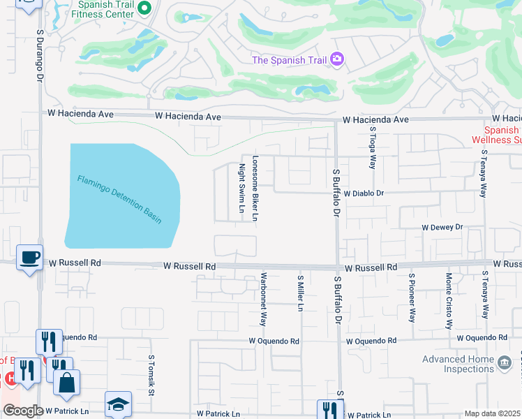map of restaurants, bars, coffee shops, grocery stores, and more near 5509 Lonesome Biker in Las Vegas