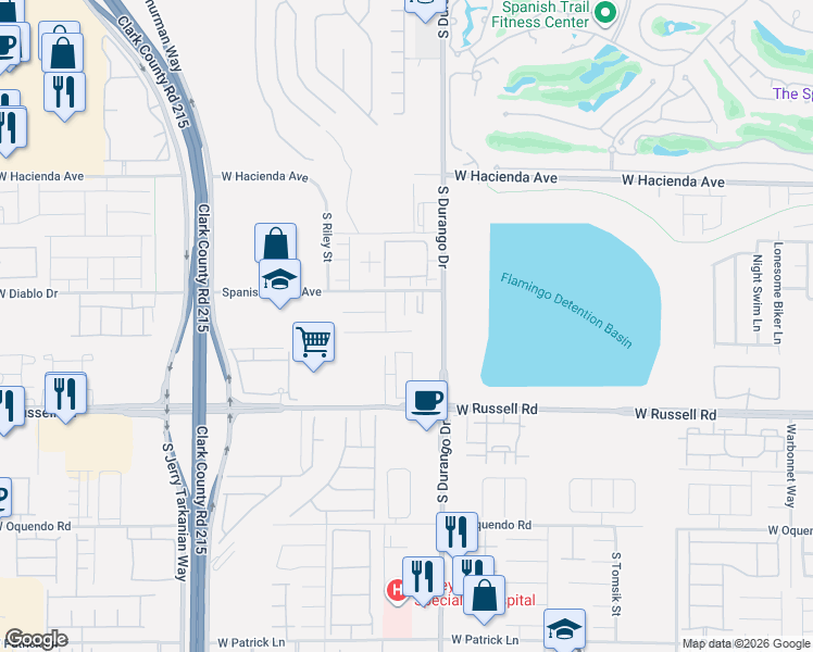 map of restaurants, bars, coffee shops, grocery stores, and more near 5508 Bonita Park Court in Las Vegas