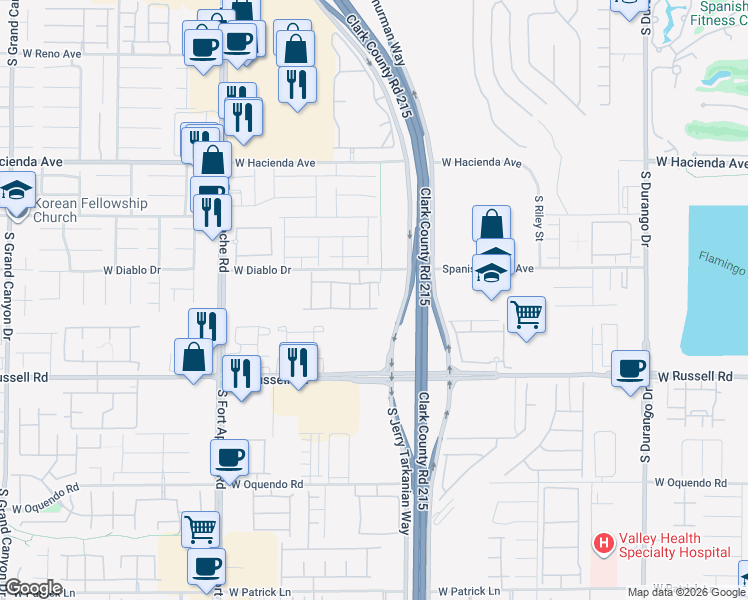 map of restaurants, bars, coffee shops, grocery stores, and more near 9150 Harbin Avenue in Las Vegas