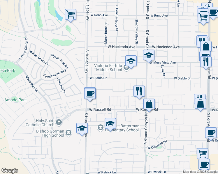 map of restaurants, bars, coffee shops, grocery stores, and more near 5525 Golden Palms Court in Las Vegas