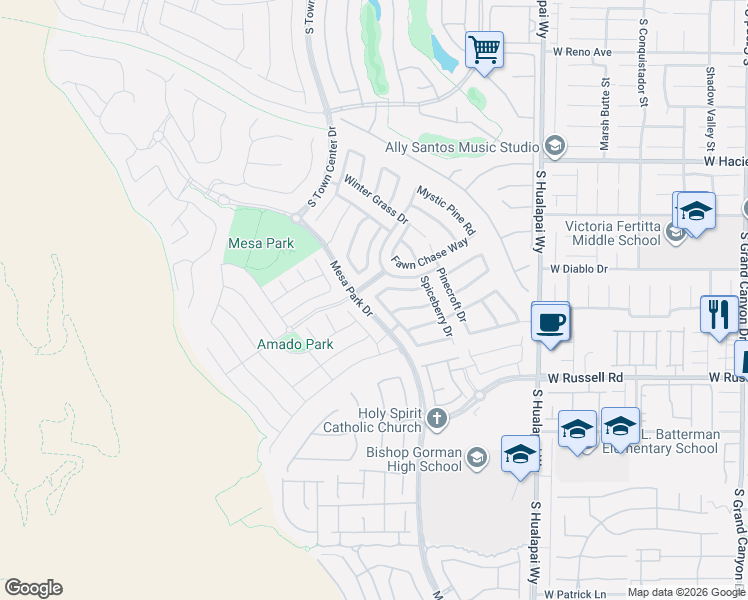 map of restaurants, bars, coffee shops, grocery stores, and more near 10531 Ardsley Lane in Las Vegas