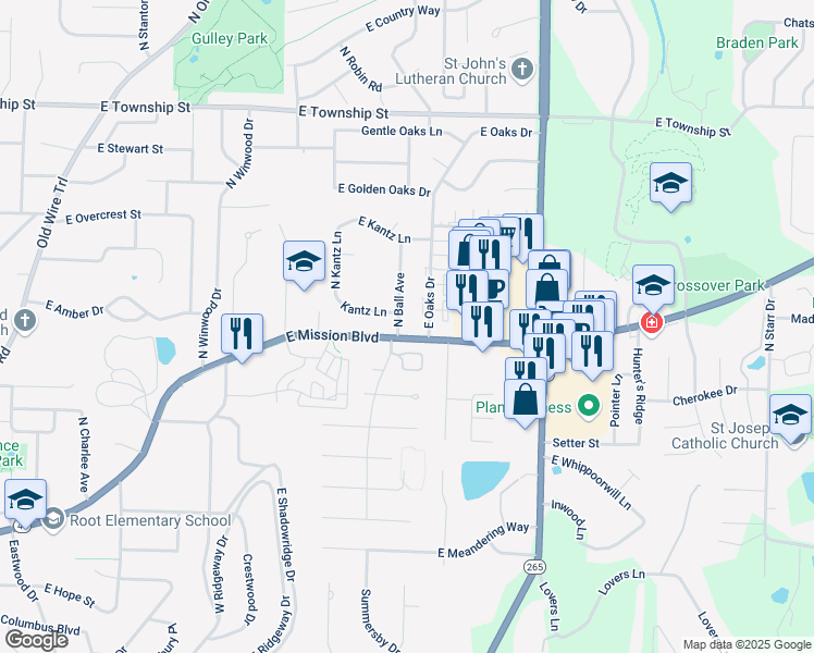 map of restaurants, bars, coffee shops, grocery stores, and more near 2006 North Ball Avenue in Fayetteville