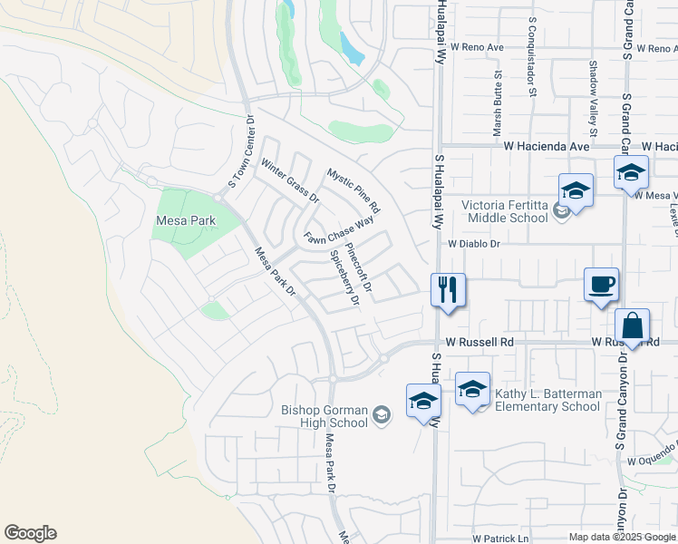 map of restaurants, bars, coffee shops, grocery stores, and more near 10418 Bay Ginger Lane in Las Vegas