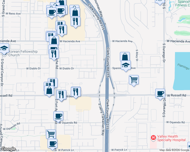 map of restaurants, bars, coffee shops, grocery stores, and more near 9150 Harbin Avenue in Las Vegas