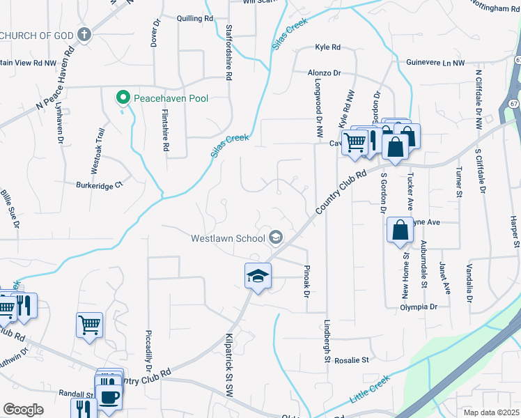 map of restaurants, bars, coffee shops, grocery stores, and more near 330 Coventry Park Lane in Winston-Salem