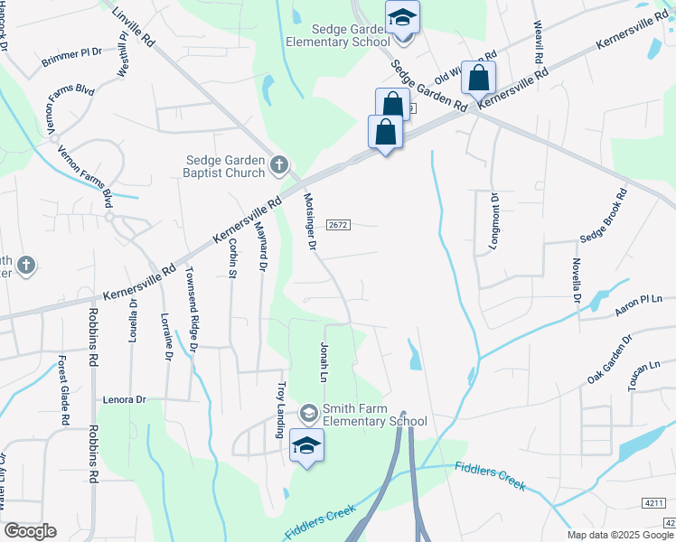 map of restaurants, bars, coffee shops, grocery stores, and more near 179 Motsinger Road in Winston-Salem