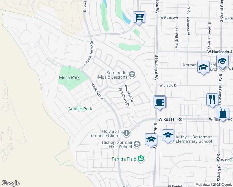 map of restaurants, bars, coffee shops, grocery stores, and more near 10437 West Lyric Arbor Drive in Las Vegas