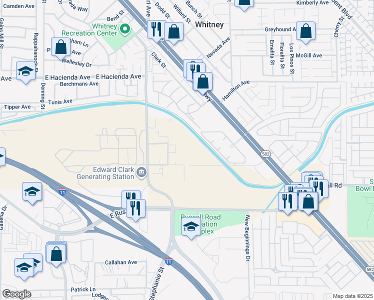 map of restaurants, bars, coffee shops, grocery stores, and more near 5950 Emerald Avenue in Las Vegas