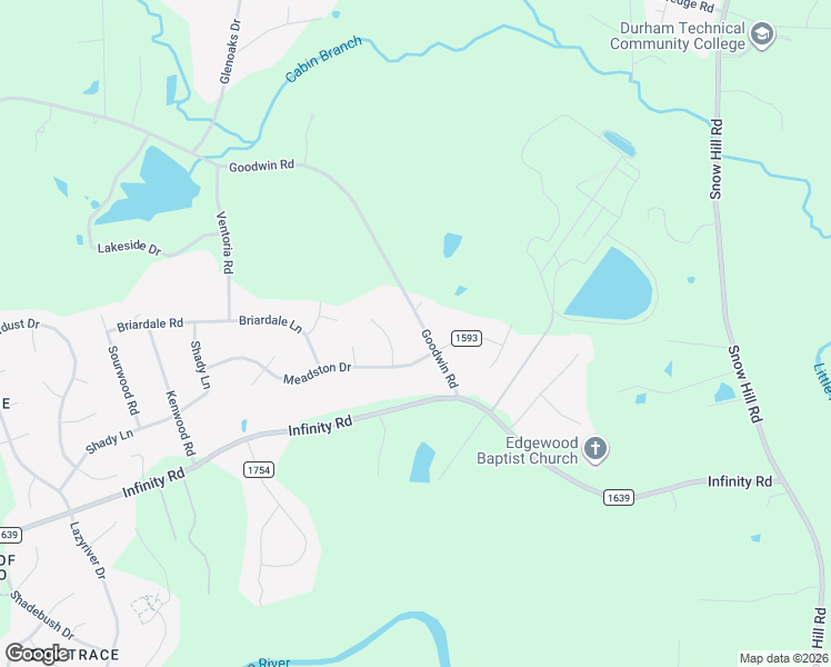 map of restaurants, bars, coffee shops, grocery stores, and more near 1518 Goodwin Road in Durham