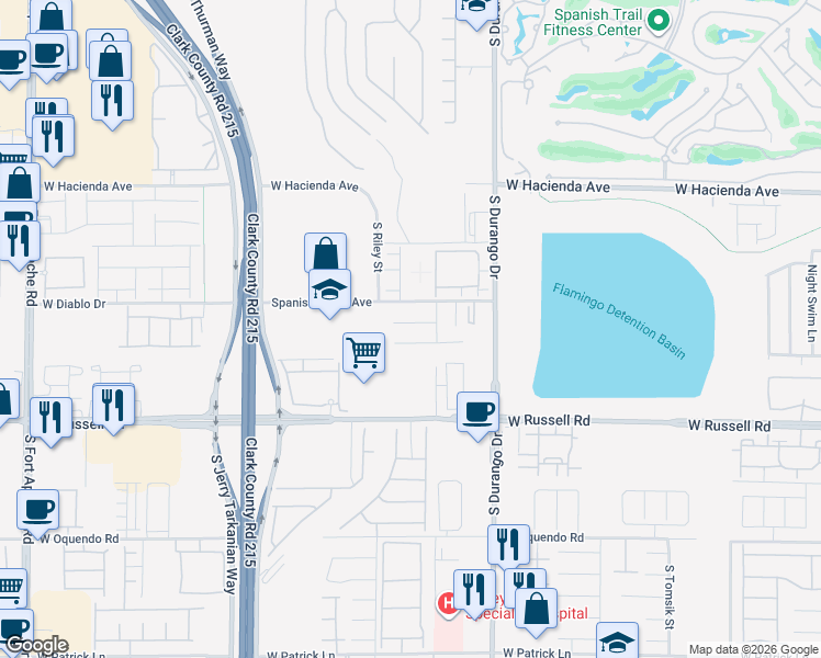 map of restaurants, bars, coffee shops, grocery stores, and more near 8744 Cerrito Canyon Court in Las Vegas