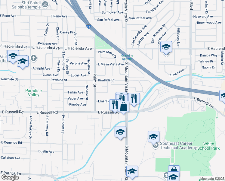 map of restaurants, bars, coffee shops, grocery stores, and more near 4530 Plaza De Vista Street in Las Vegas