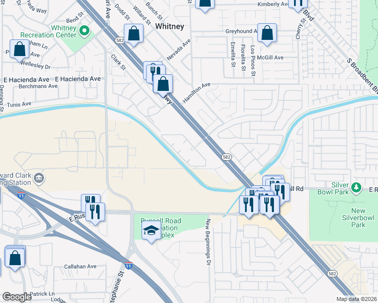 map of restaurants, bars, coffee shops, grocery stores, and more near 6170 Boulder Highway in Las Vegas