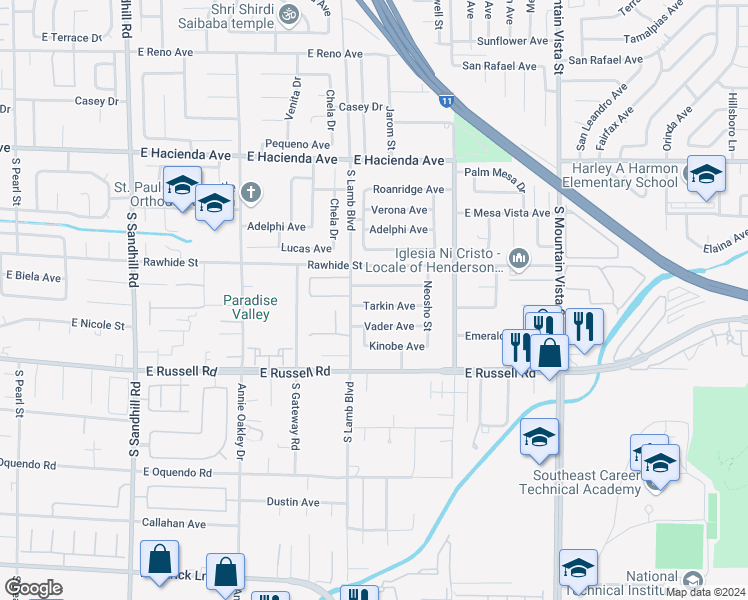 map of restaurants, bars, coffee shops, grocery stores, and more near 4231 Skywalker Avenue in Las Vegas