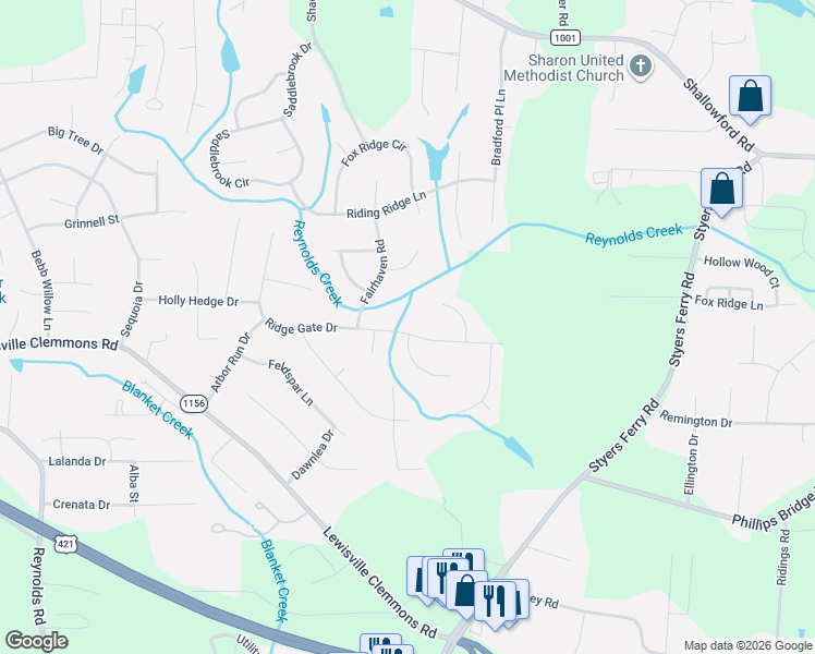 map of restaurants, bars, coffee shops, grocery stores, and more near 1316 Fawndale Drive in Lewisville