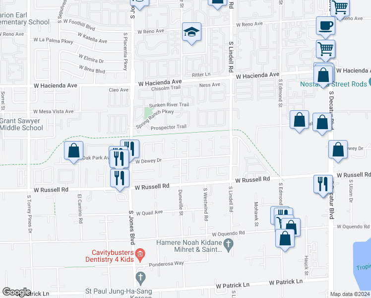 map of restaurants, bars, coffee shops, grocery stores, and more near 5565 Autumn Cliffs Way in Las Vegas
