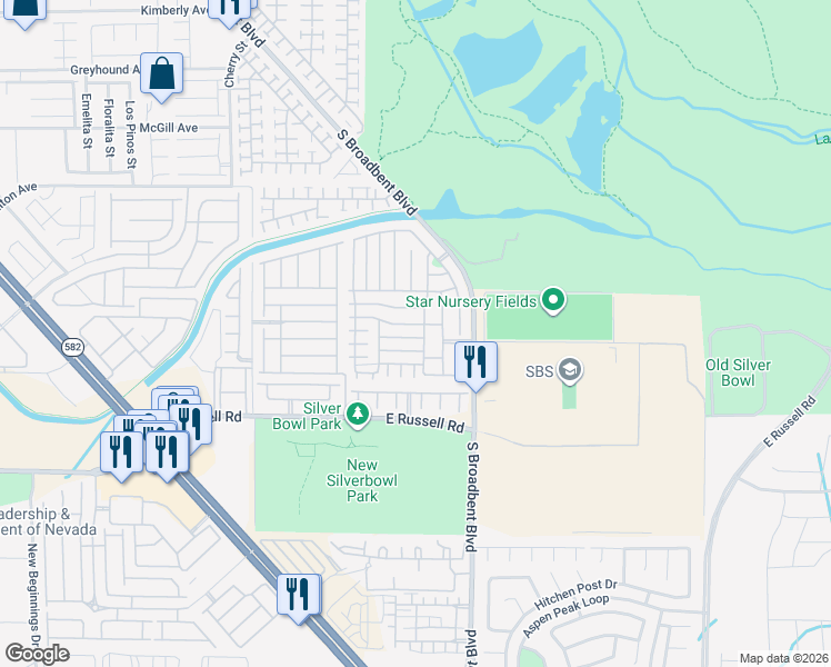 map of restaurants, bars, coffee shops, grocery stores, and more near 6888 Bronze Meadow Avenue in Las Vegas