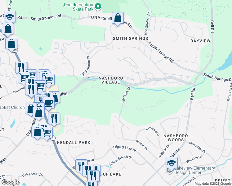 map of restaurants, bars, coffee shops, grocery stores, and more near in Nashville