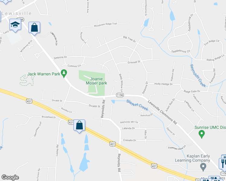 map of restaurants, bars, coffee shops, grocery stores, and more near 1001 Trevor Downs Court in Lewisville