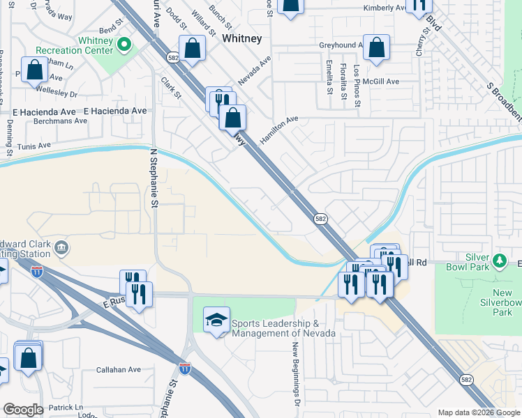 map of restaurants, bars, coffee shops, grocery stores, and more near 6170 Boulder Highway in Las Vegas