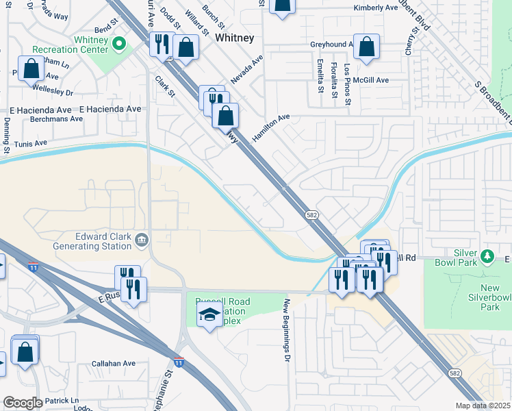 map of restaurants, bars, coffee shops, grocery stores, and more near 6170 Boulder Highway in Las Vegas