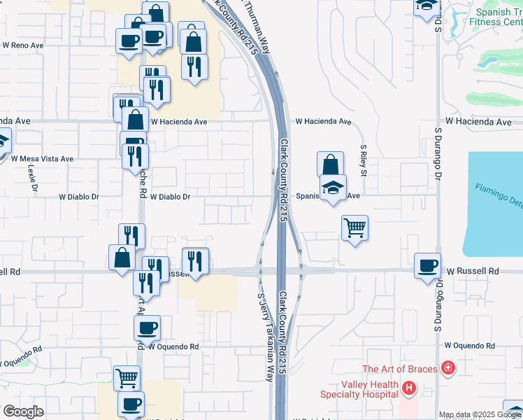 map of restaurants, bars, coffee shops, grocery stores, and more near 9075 West Diablo Drive in Las Vegas