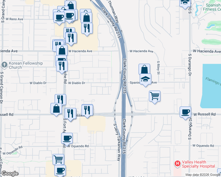 map of restaurants, bars, coffee shops, grocery stores, and more near 9150 Harbin Avenue in Las Vegas