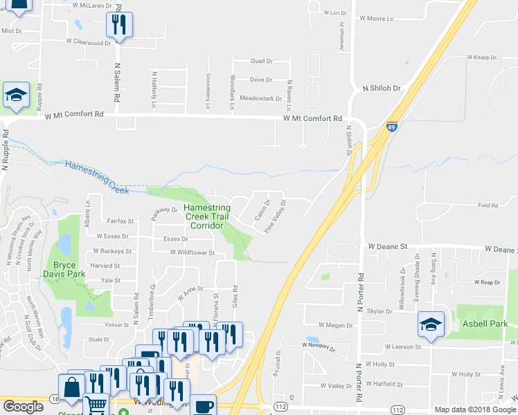 map of restaurants, bars, coffee shops, grocery stores, and more near 1927 Caton Drive in Fayetteville