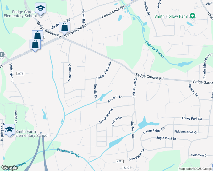 map of restaurants, bars, coffee shops, grocery stores, and more near 5142 Nicole Road in Kernersville
