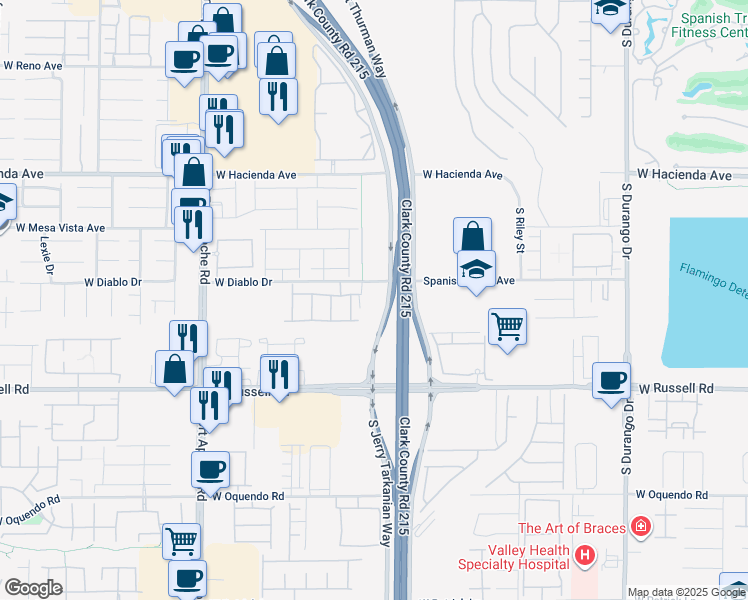 map of restaurants, bars, coffee shops, grocery stores, and more near 9075 West Diablo Drive in Las Vegas