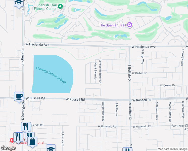 map of restaurants, bars, coffee shops, grocery stores, and more near 5508 Morning Swim Lane in Las Vegas