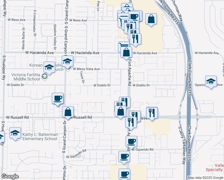 map of restaurants, bars, coffee shops, grocery stores, and more near 5534 Avent Ferry Street in Las Vegas