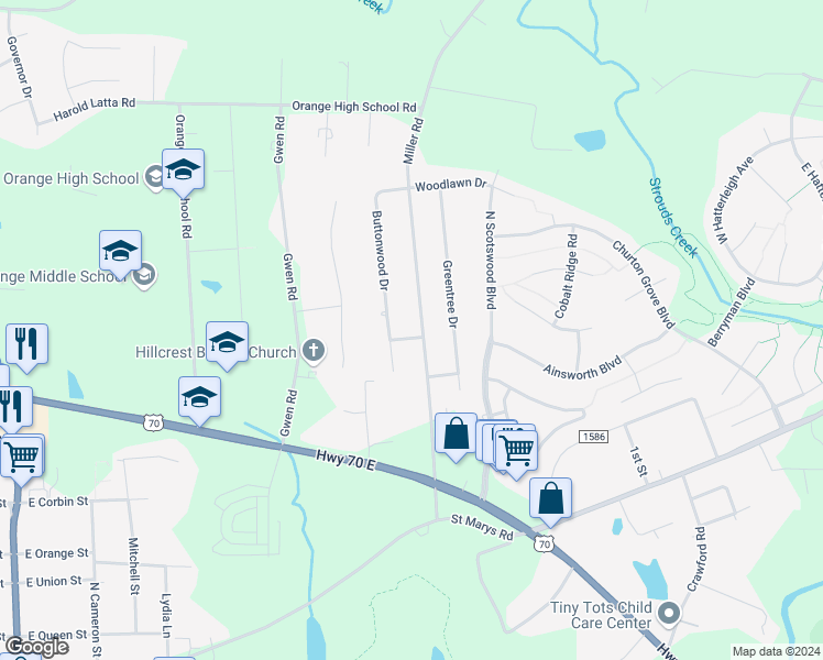 map of restaurants, bars, coffee shops, grocery stores, and more near 920 Apple Lane in Hillsborough