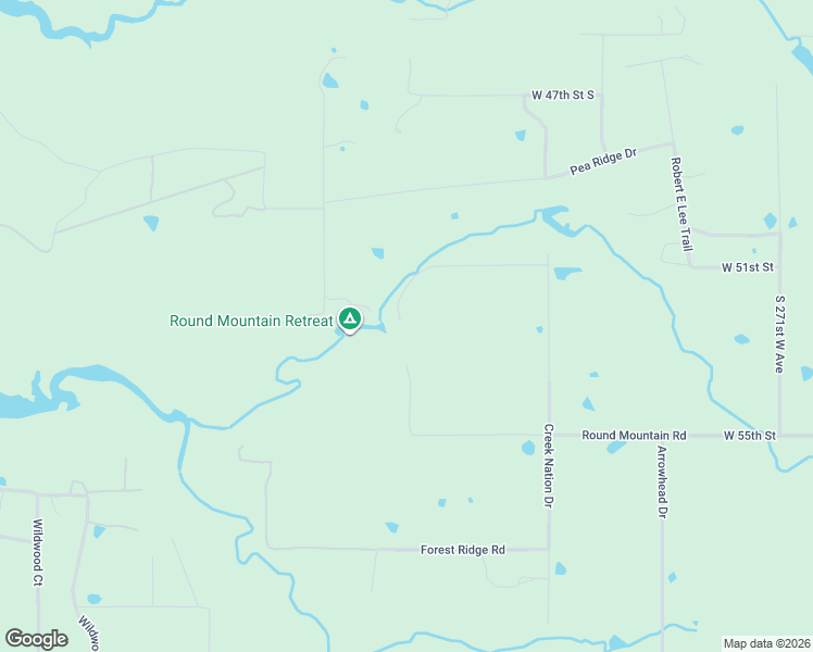 map of restaurants, bars, coffee shops, grocery stores, and more near 28400 West 51st Street in Sand Springs