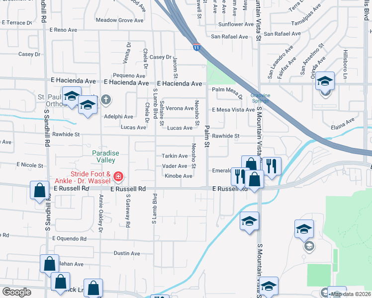 map of restaurants, bars, coffee shops, grocery stores, and more near 4291 Skywalker Avenue in Las Vegas