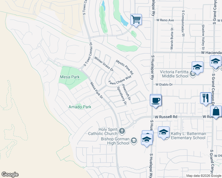 map of restaurants, bars, coffee shops, grocery stores, and more near 10456 West Lyric Arbor Drive in Las Vegas
