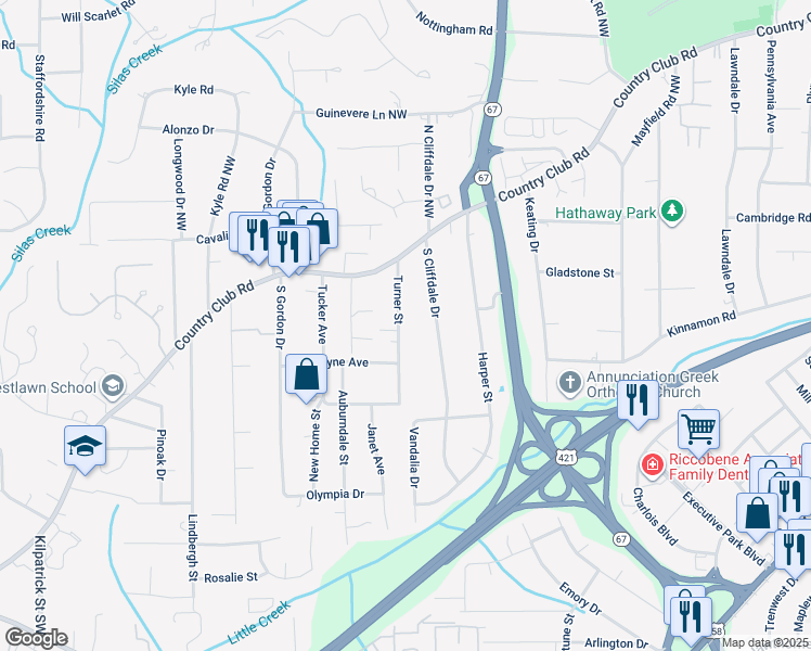 map of restaurants, bars, coffee shops, grocery stores, and more near 133 Turner Street in Winston-Salem