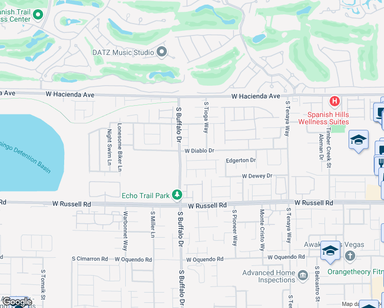 map of restaurants, bars, coffee shops, grocery stores, and more near 7749 West Diablo Drive in Las Vegas