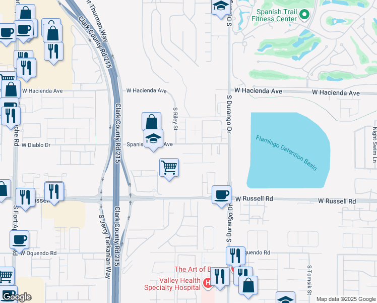 map of restaurants, bars, coffee shops, grocery stores, and more near 8744 Cerrito Canyon Court in Las Vegas