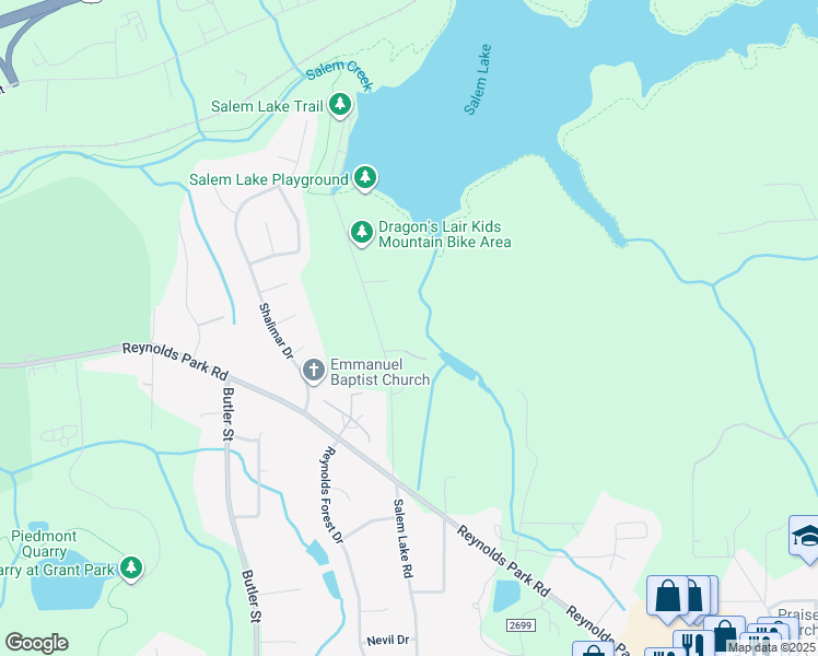 map of restaurants, bars, coffee shops, grocery stores, and more near 1131 Salem Lake Road in Winston-Salem