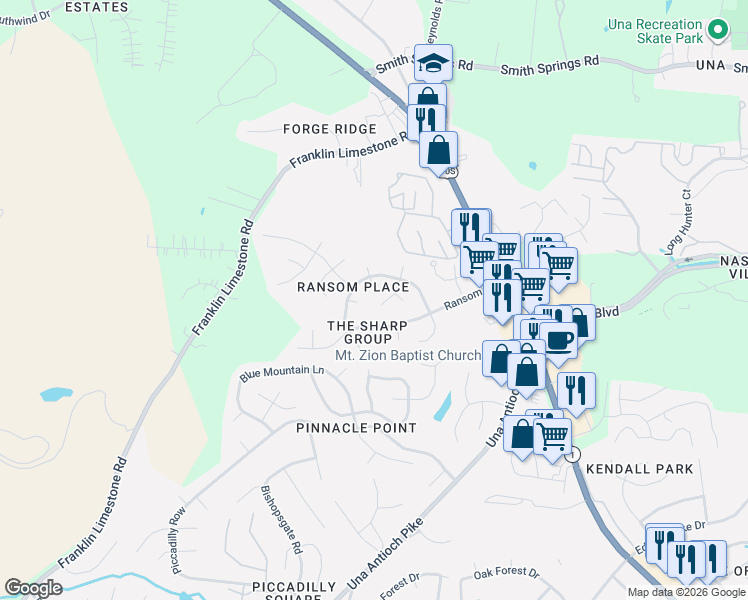 map of restaurants, bars, coffee shops, grocery stores, and more near 2312 South Grafton Court in Nashville