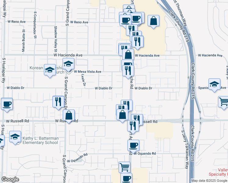 map of restaurants, bars, coffee shops, grocery stores, and more near 5518 Avent Ferry Street in Las Vegas