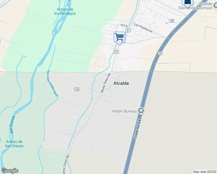 map of restaurants, bars, coffee shops, grocery stores, and more near 33 County Road 144 in Ohkay Owingeh