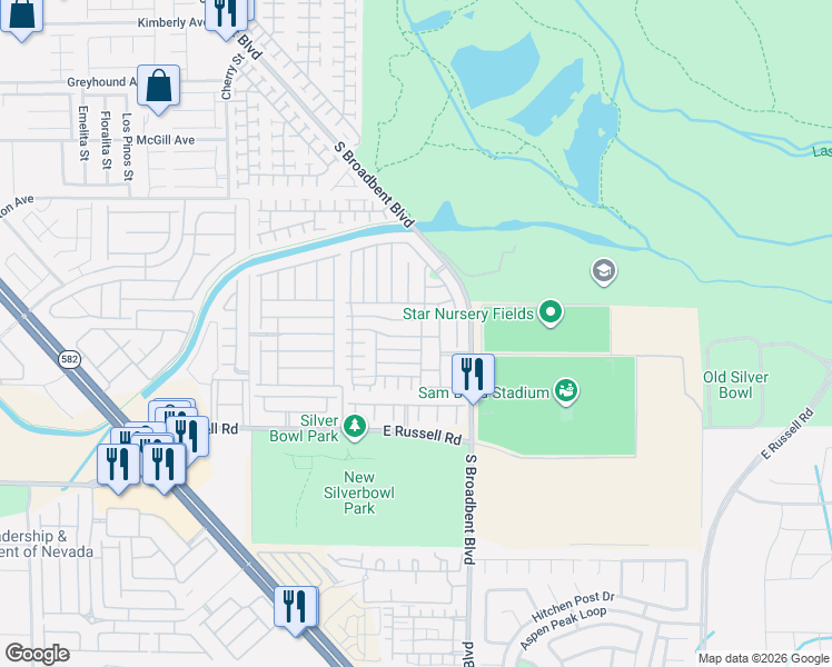 map of restaurants, bars, coffee shops, grocery stores, and more near 6874 Nickel Mine Avenue in Las Vegas