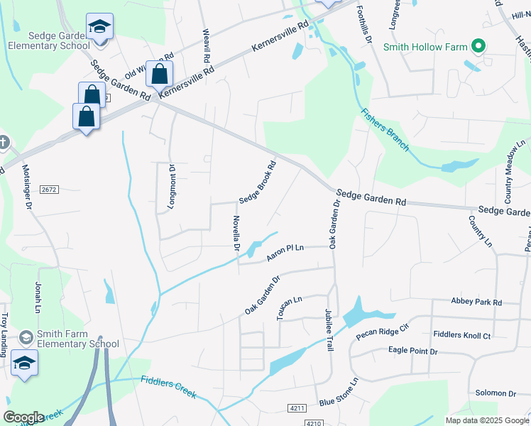 map of restaurants, bars, coffee shops, grocery stores, and more near 5142 Nicole Road in Kernersville
